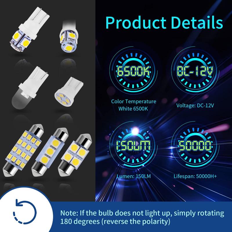 42 Pieces LED Interior Car Lights Super Bright White Dome Map Tail Cab Bulb Kit Set DE3175 T10 31mm 41mm 194 LED Bulb for Trucks Width Lamp Easy Install Energy Efficient