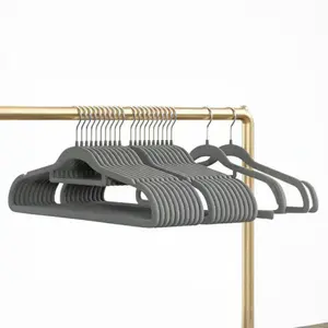 Thickened Flocked Hangers Almond White Non-Slip No Trace No Shoulder Bumps Ideal for Home Dorm Bedroom Professional Organizers for Clothes Hanging