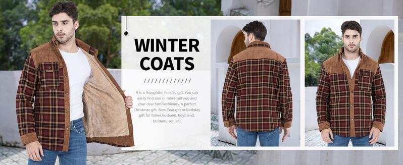 Gihuo Men's Medium Size Fleece Lined Sherpa Plaid Shirt Jacket Outdoor Warm Coats with Snap Button Front Closure & Pockets Armygreen & Cozy Outerwear Classic Menswear Soft Plaid Design Stylish Patchwork Casual Tops Checked Long Sleeve