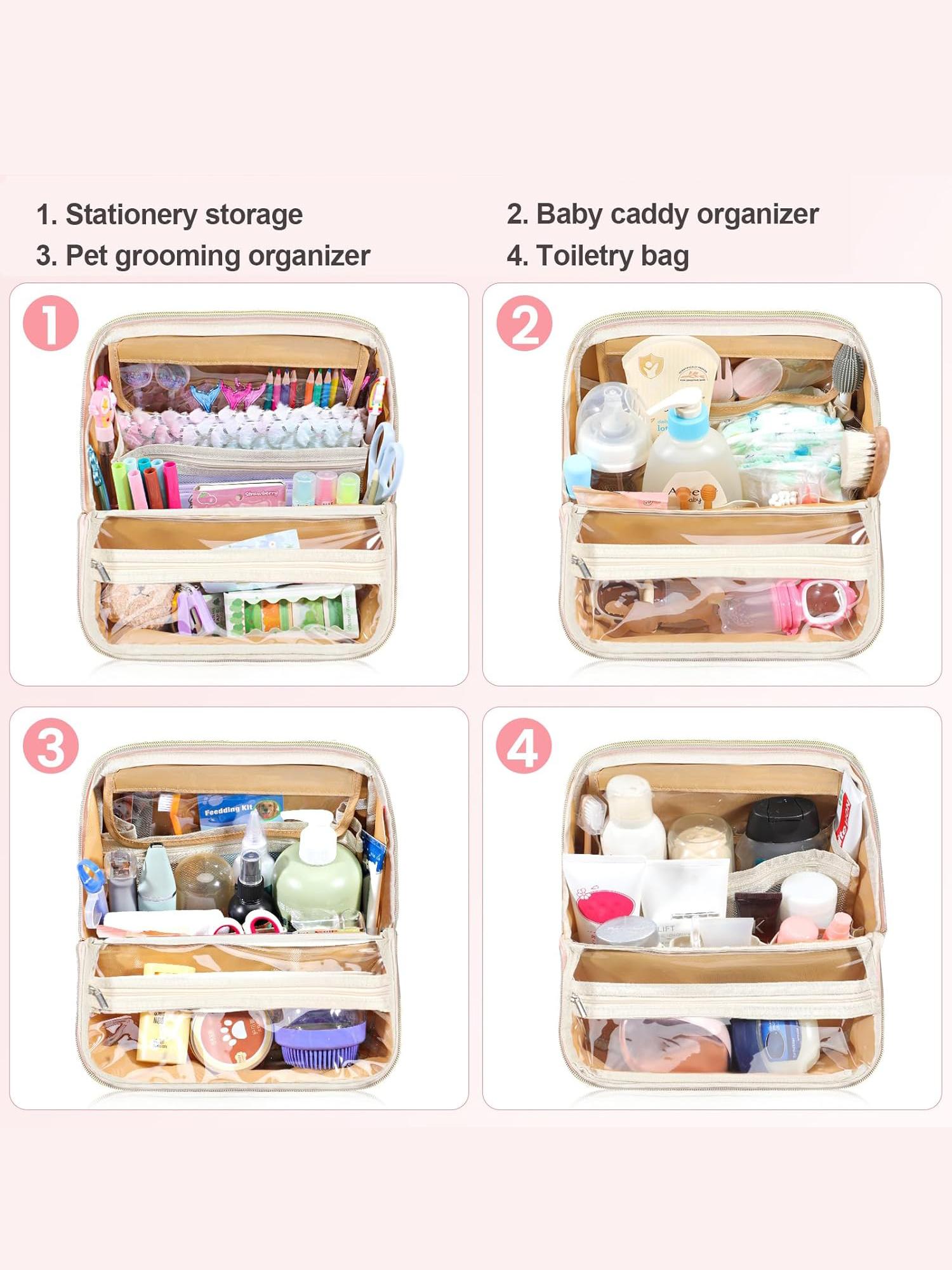 Holiday Haul 4-in-1 Puffy Toiletry Bag for Women Large Capacity 4 Compartments Travel Makeup Pouch with Zipper Closure