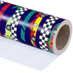 WRAPAHOLIC Racing Car Wrapping Paper Roll - 17 Inch x 33 Feet - Boys Birthday Wrapping Paper for Kids Birthday, Baby Shower