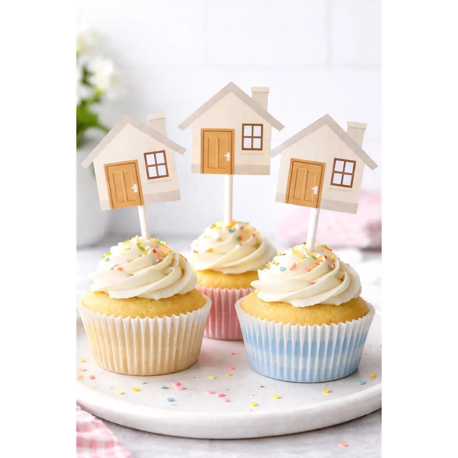 House Warming Cupcake Toppers, House Cupcake Toppers, Housewarming Cupcake Toppers
