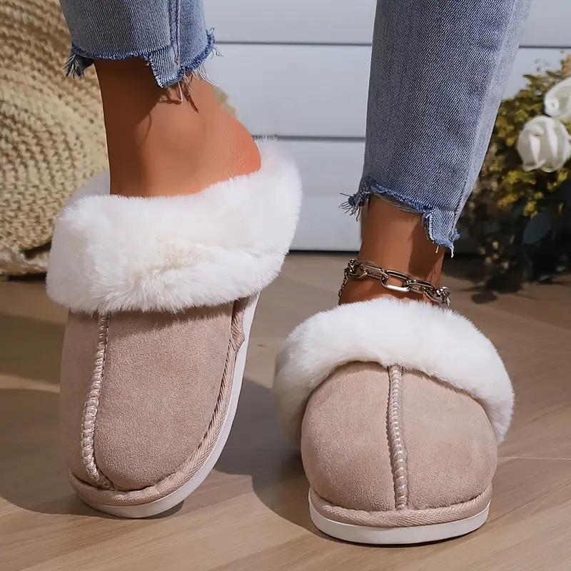 Women's Memory Foam Slide Moccasin Slipper Footwear - Cozy Wool-Look Plush House Shoes with Sherpa Lining, Non-Slip Rubber Sole for Indoor-Outdoor Use