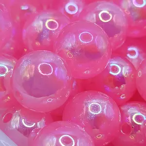 16mm Bubblegum Pink Resin Fine Glitter Beads 10 Piece Set for Crafting and Jewelry Making beadable pens