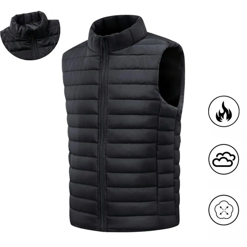 Men's Lightweight Foldable Outdoor Quilted Vest Jacket, Insulated Warm Puffy Winter Heated Coat, Suitable for Running, Traveling, Casual Wear, Breathable Bubble Cotton Stretch Men’s Outdoor Jacket full  zip  vest heavyweight full-zip trendy warm tiktoksho