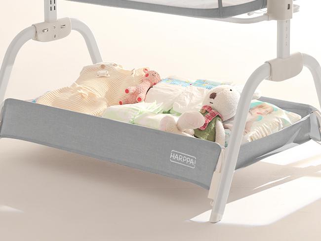HARPPA Baby Bassinet 2-in-1 Cuddly Lite &Bedside Sleeper, storage Bassinet for Baby with Wheels & Storage Basket, Portable Crib, Breathable Mesh and Mattress, Height Adjustable