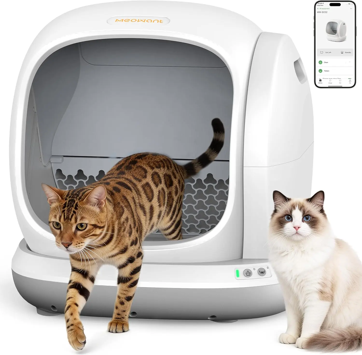 Meowant SC02 75L Large Smart Self-Cleaning Cat Litter Box with Pee Guard, Odor Removal, Anti-Pinch Design, Easy Installation for Multiple Cats, Self Cleaning Litter Box, Smart Litter Box,back to school