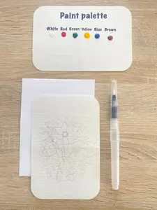 Valentine’s Day themed post card, DIY, watercolor painting kit floral craft card