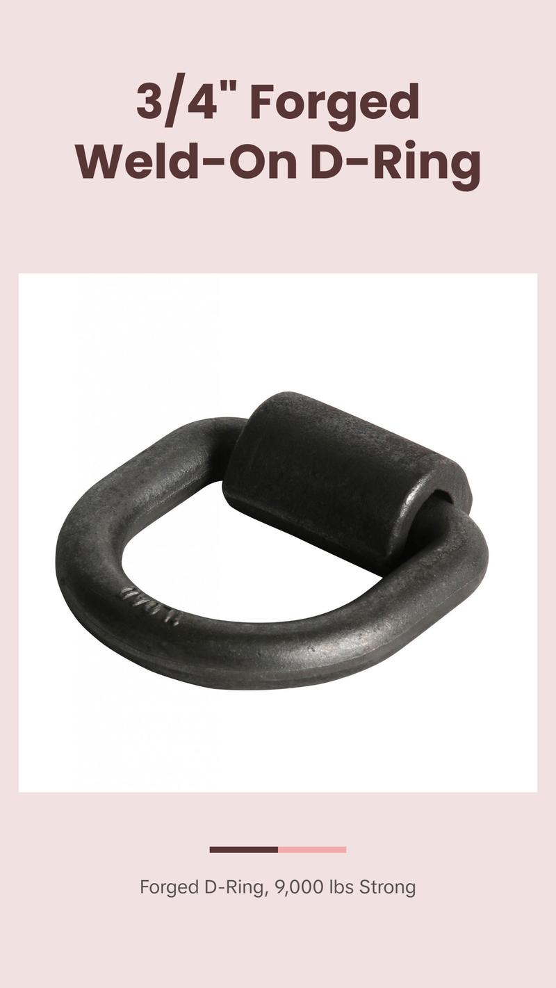 3/4" Forged Weld-On D-Ring - 9,000 lbs.