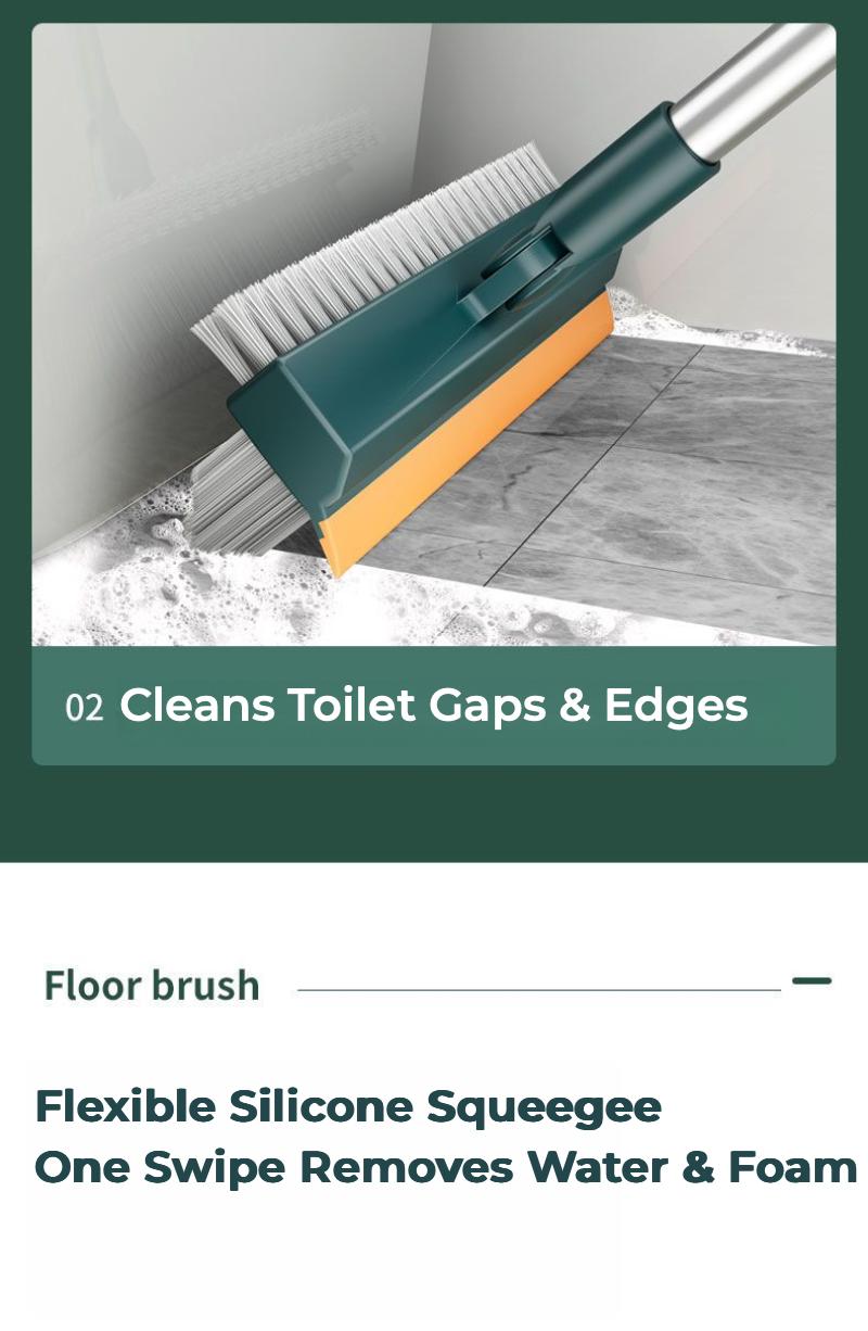 Floor Scrub Brush with Long Handle, 3-in-1 Scrape and Heavy-Duty Stiff Bristle Floor Scrubber Brush with Squeegee for Cleaning Tile Wall Deck Bathroom Patio Garage Kitchen home kit