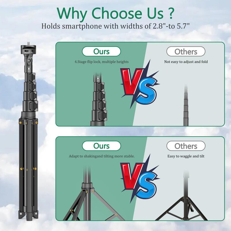 All-in-One 62" Portable Selfie Stick Tripod with Bluetooth Remote, Universal 360° Phone Holder for iPhone, Samsung, GoPro & Cameras - Perfect for Vloggers, Travel & Group Shots