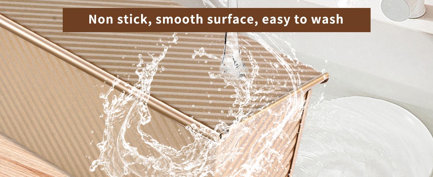 Pullman Loaf Pan with Lid, 1 lb Dough Capacity Non-Stick Bakeware for Baking Bread, Carbon Steel Corrugated Bread Toast Box Mold with Cover for Baking Bread, Gold