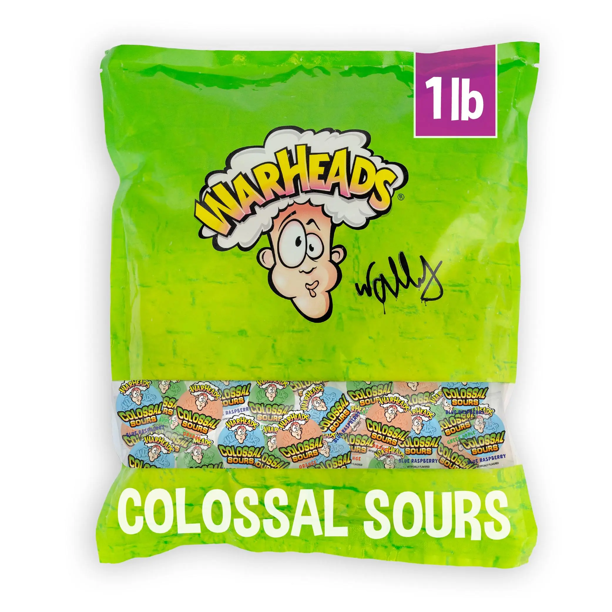 WARHEADS Colossal Sour Bulk Bag - 1 lb Candies, Viral Snacks, Cherry Sour Fruity Sweets for Snacking and Sharing, Ideal for Parties, The Candies