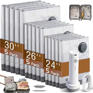 【2026 Upgraded】X7 Cordless Travel Compression Storage Bags Set – 15 Pack Vacuum Bags with Rechargeable Air Pump, Waterproof & Reusable, 140L/Min Air Removal for Efficient Packing in Carry-On & Luggage