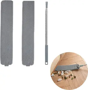 Retractable Gap Dust Cleaner, Cleaning Tool Under Appliance Or Sofa,Microfiber Hand Duster, Detachable and Washable Gap Cleaning Brush, Couch Cleaner, Including A Replacement Cloth Cover Gray