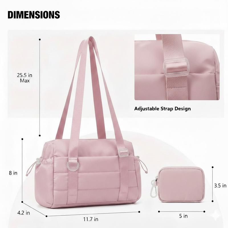 Quilted Down Bags  Mini Gym Bags for Women 2 Set Small Bag Duffle Handbag with Wet Compartment and Coin Wallet Soft Lightweight Material Workout Outdoor Sports Bag Tote Bag Shoulder Bag Pouch Multiple colors Travel bag