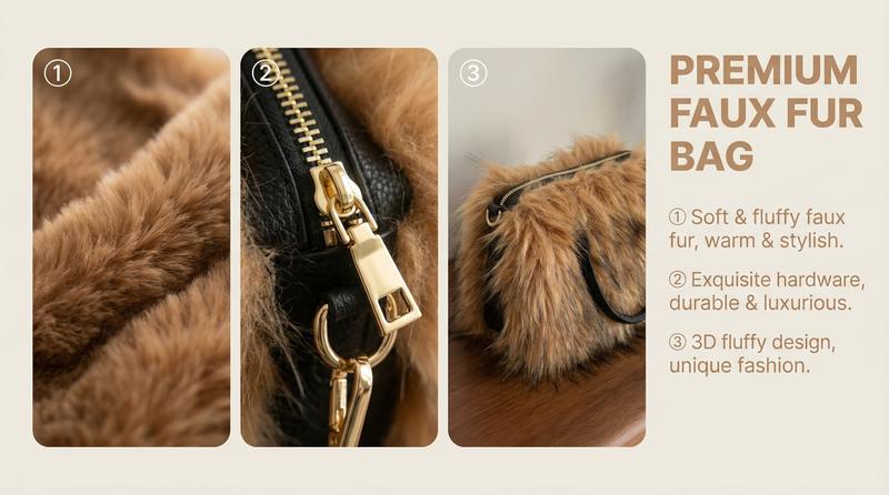 New Faux Fur Handbag Shoulder Purse Shoulder Crossbody Bag, Grab Handle & Strap, Fashion Design, Multiple Colors, Perfect Daily Accessory,Women's Shoulder Handbags Faux Fur Tote Bag Fluffy Satchel Handbags for Women, Mom, Friend, Bridesmaids