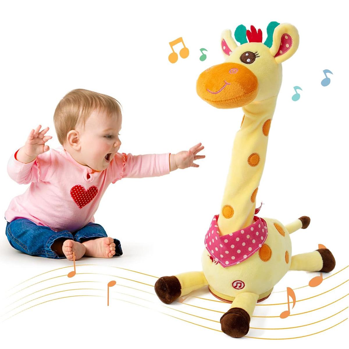 Dancing Talking Giraffe Toys Electronic Plush Toy Interactive Mimicking Toy with Recording and Repeating for Boys Girls Gift,  1-3 Years Old