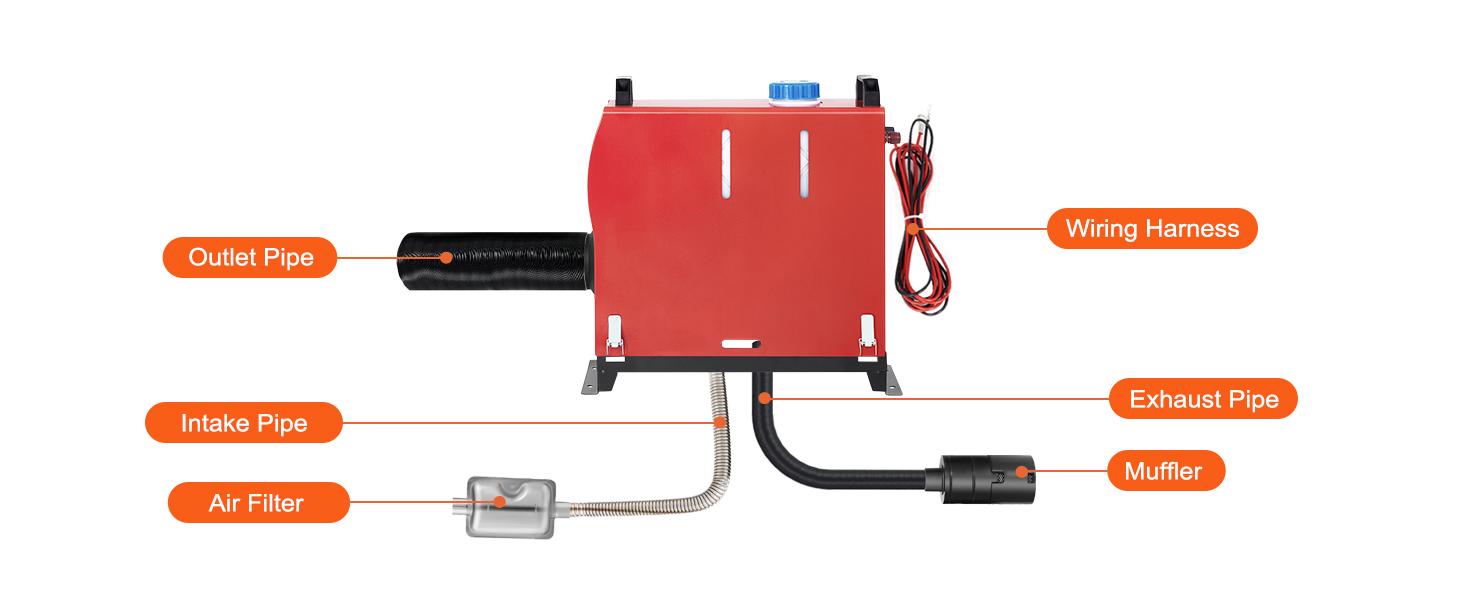 VEVOR 8KW 12V Diesel Air Heater All in One with Blue LCD Switch & Large Air Outlet 5L Tank, TikTokShopBlackFriday, Remote Control Parking Diesel Heater Silencer for RV Trucks Bus Trailer Home and Shop