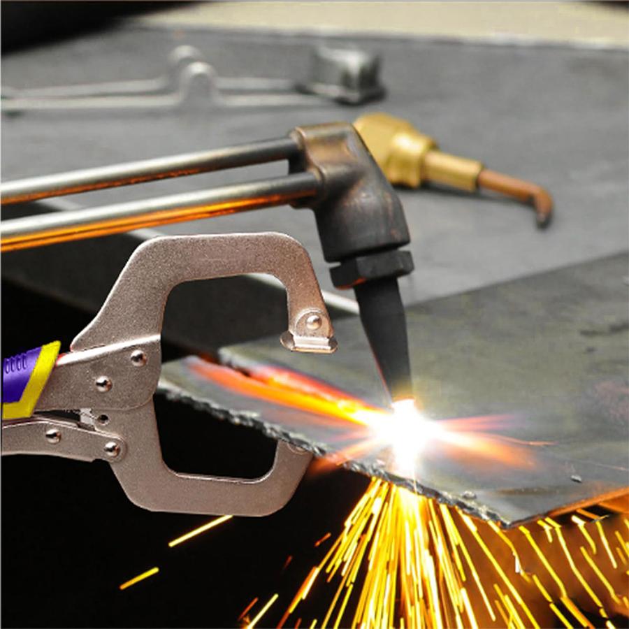 6-Piece Locking Pliers, Vice Grips Pliers Set, 5",7" & 10" Curved Jaw Locking Pliers, 6-1/2" & 9-1/2 Long Nose Locking Pliers, 6" Locking C-Clamp, Two-Color TPR Handle, Roll Up Pouch Included