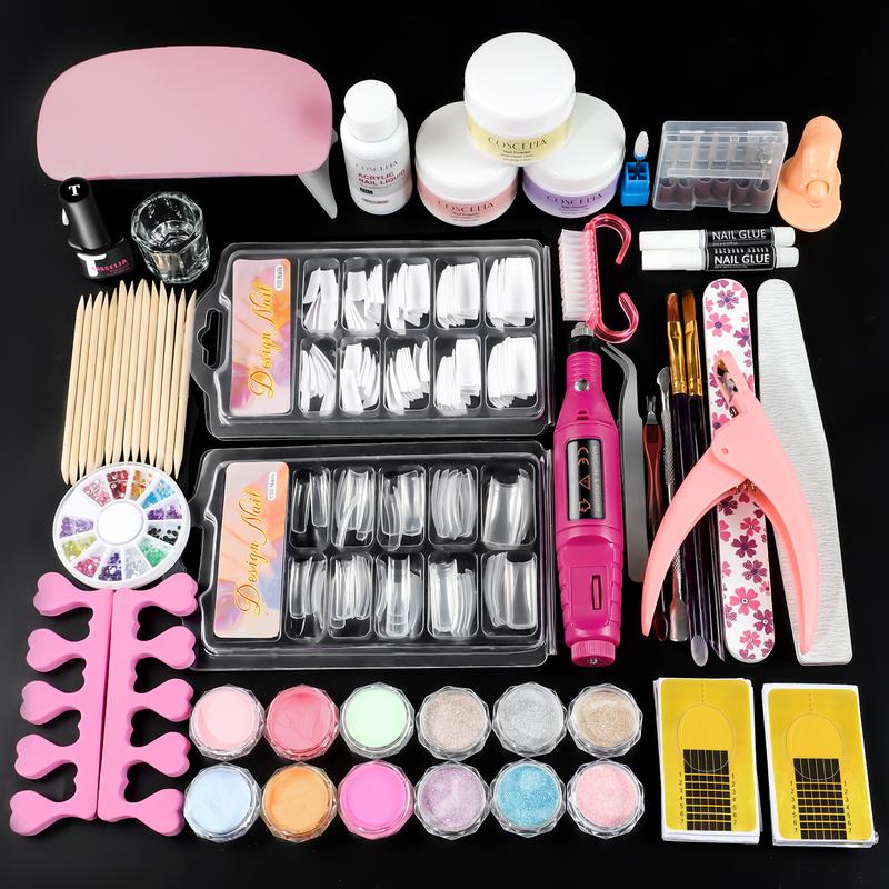 COSCELIA Acrylic Nail Kit for Beginners | Nude Acrylic Powder, UV Gel Polish & Glitter Decorations | Complete Gift for Women COSCELIA Acrylic Nail Kit for Beginners | Nude Acrylic Powder, UV Gel Polish & Glitter Decorations | Complete Gift for Women