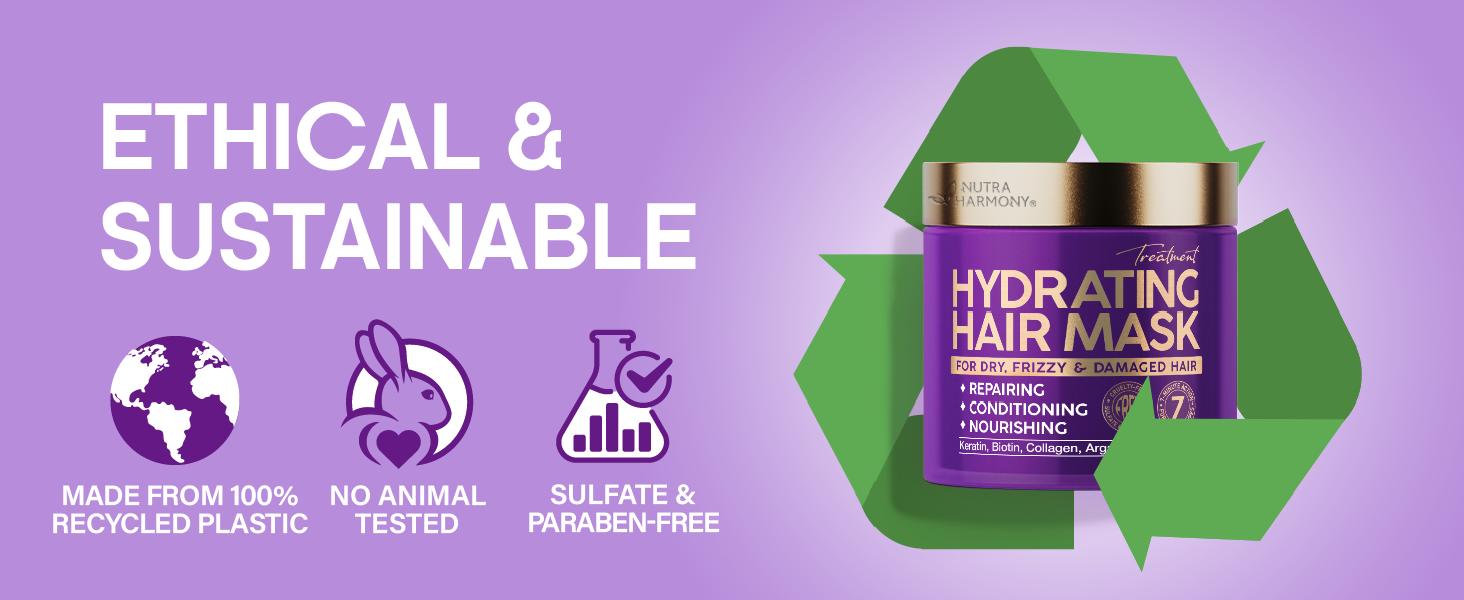 Hydrating Hair Mask for Damaged Hair - Keratin Hair Treatment w/ Argan & Coconut Oil | Biotin | Collagen - Deep Conditioner For Dry Hair, Hair Repair & Moisturizing Hair Mask for All Hair Types 10 Oz