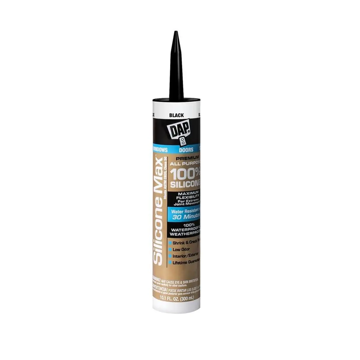 Dap 273645 Cold Silicone Max Sealant - 10.1 oz, 100% Silicone, Black, Waterproof, Low Odor, All-Purpose, Maximum Flexibility, Shrink & Crack Proof, Interior/Exterior Home Improvement for Windows, Doors