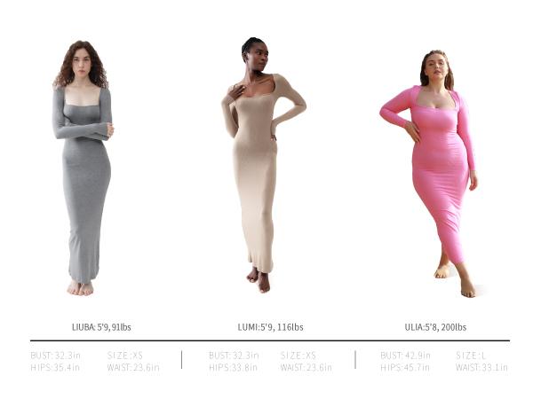 PUMIEY Women's Square Neck Long Sleeve Maxi Dress Ribbed Bodycon Dresses for Women Soft Lounge Dress Casual Womenswear TIDE COLLECTION Elegant Basic Aegean Bottom Minimalist Summer Rayon Spandex TikTokShopHolidayHaul