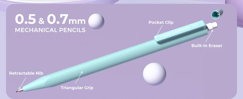 Four Candies 36PCS Aesthetic School Supplies, Mechanical Pencils 0.5mm, 0.7mm, 0.9mm & 2.0mm with 624PCS Lead Refills, Cute Mechanical Pencils for Writing, Drawing & Drafting, Student Essentials, school supplies art work, Ideal Christmas Gift for Kids