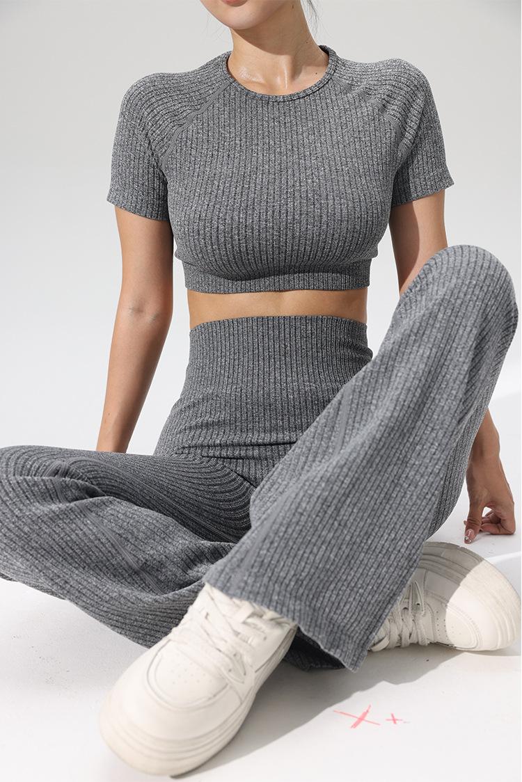 Ribbed Leggings for Women High Waisted Tummy Control Flare Leggings Stretch Soft Yoga Pants Butt Lifting bell bottom sweatpants