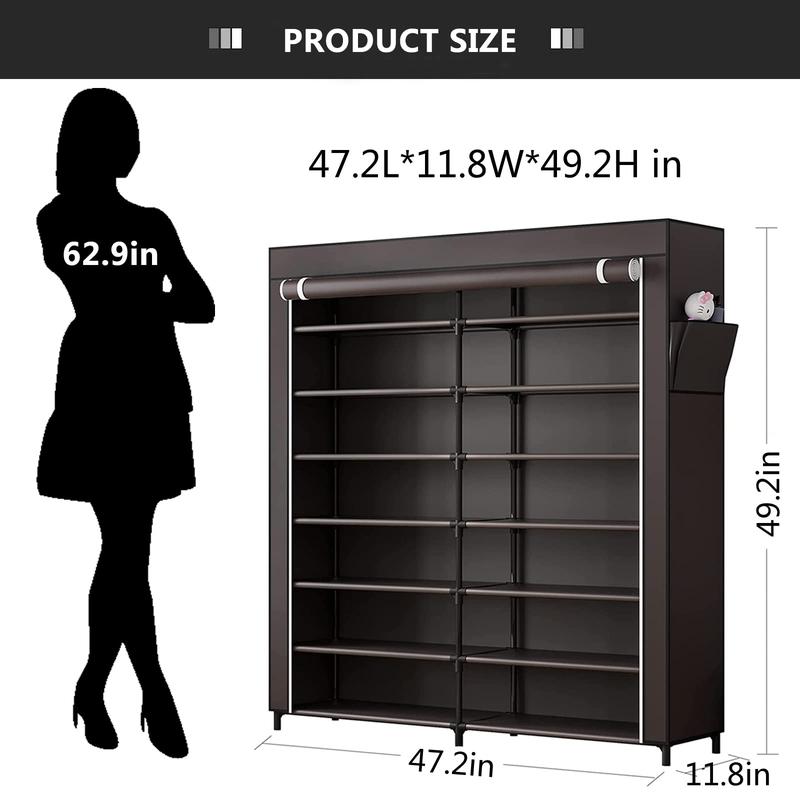 7 Tier Double Row Portable 42 Pair Shoe Rack Organizer Shelf Storage with Nonwoven Fabric Cover Shoe Cabinet for Closet Deals For You Days Water Proof