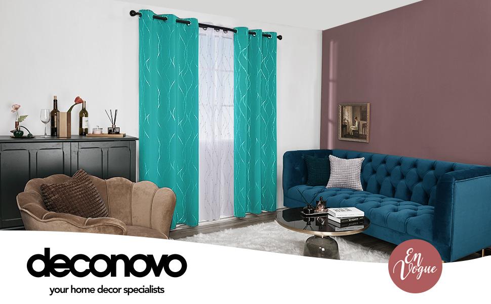 Blackout Curtains (2 Panels) Special Sale, Deconovo Grommet Dots Pattern for Bedroom and Living Room - Thermal Insulated Window Curtains curtain