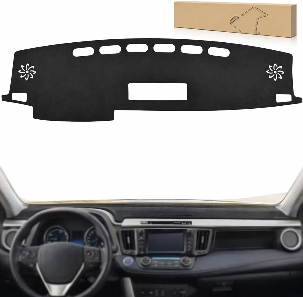 Nilight Dash Cover for Toyota Rav4 2014-2018, Custom Fit Suede Dashboard Mat Non‑Slip Sunshade Glare Protector Interior Accessories Black, Car Interior Accessories, Auto Accessories