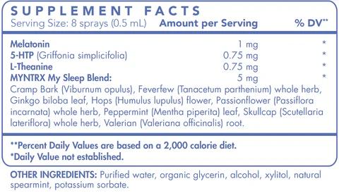 Myntrx My Sleep Spray: Non-Habit-Forming Solution for Deep Sleep, Recovery & Relaxation - 14.4ml Oral Spray for quick absorption into the blood streem