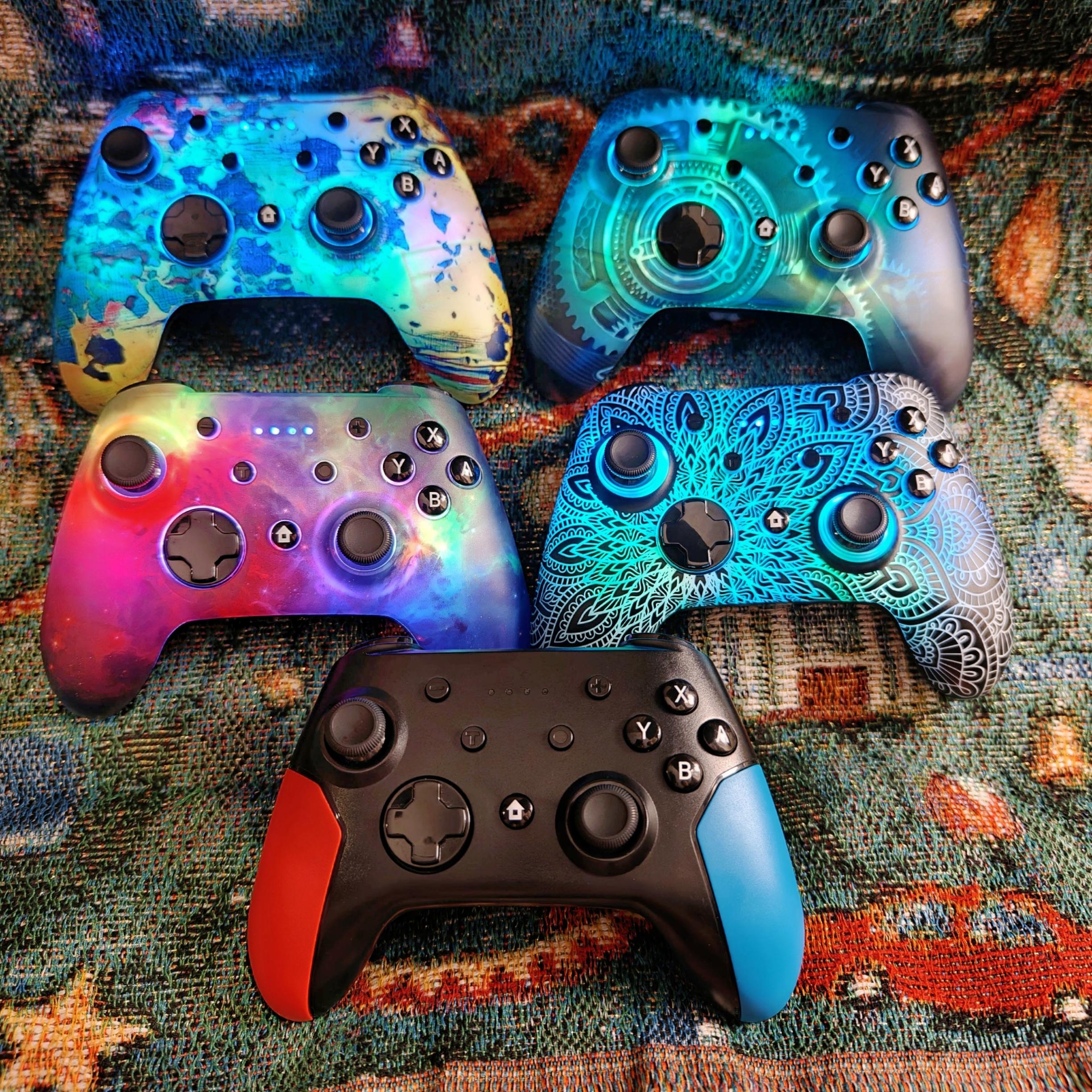 2026 Universal Wireless&Wired Gaming Controller for Ios iPhone/Android/Switch/PC/ TV/Tesla/Steam, Bluetooth Wired Programmable Game Gamepad with Phone Clip,RGB Lighting Hall Effect/Turbo/Vibration,with C-A Adapter, Phone Holder+ 25mm Cable devices