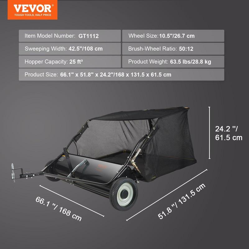 VEVOR Push Lawn Sweeper, Various specifications, Leaf & Grass Collector, Strong Rubber Wheels & Heavy Duty Thickened Steel Durable to Use with Large Capacity. Mesh Collection Hopper Bag, Spinning Brushes VEVOR Push Lawn Sweeper, Various specifications, Leaf & Grass Collector, Strong Rubber Wheels & Heavy Duty Thickened Steel Durable to Use with Large Capacity. Mesh Collection Hopper Bag, Spinning Brushes