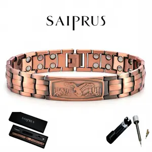 SAIPRUS Men’s Bracelet  Adjustable Pure Copper Magnetic Bracelet with Adjustment Tool, Perfect Holiday Gift, Gift Box Packaging, Fashionable Modern Accessory, Jewelry Gift, Nuova Ring & Bracelet
