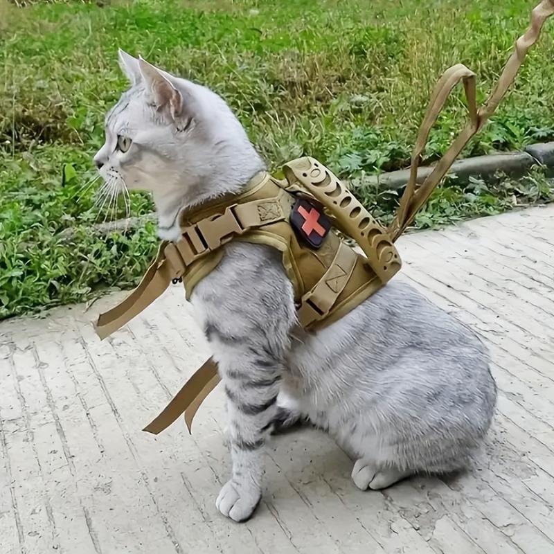 Adjustable Anti-Escape Pet Vest Leash,Waterproof and Breathable Summer Cat and Puppy Training Equipment, Hands-Free Leash Tactical Harness, Cat Chest Harness Set
