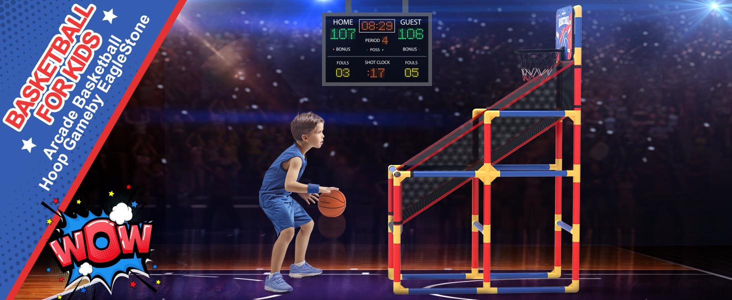 Basketball Hoop Arcade Game W/Electronic Scoreboard Cheer Sound, Basketball Hoop Indoor Outdoor W/4 Balls, Basketball Game Toys Gifts