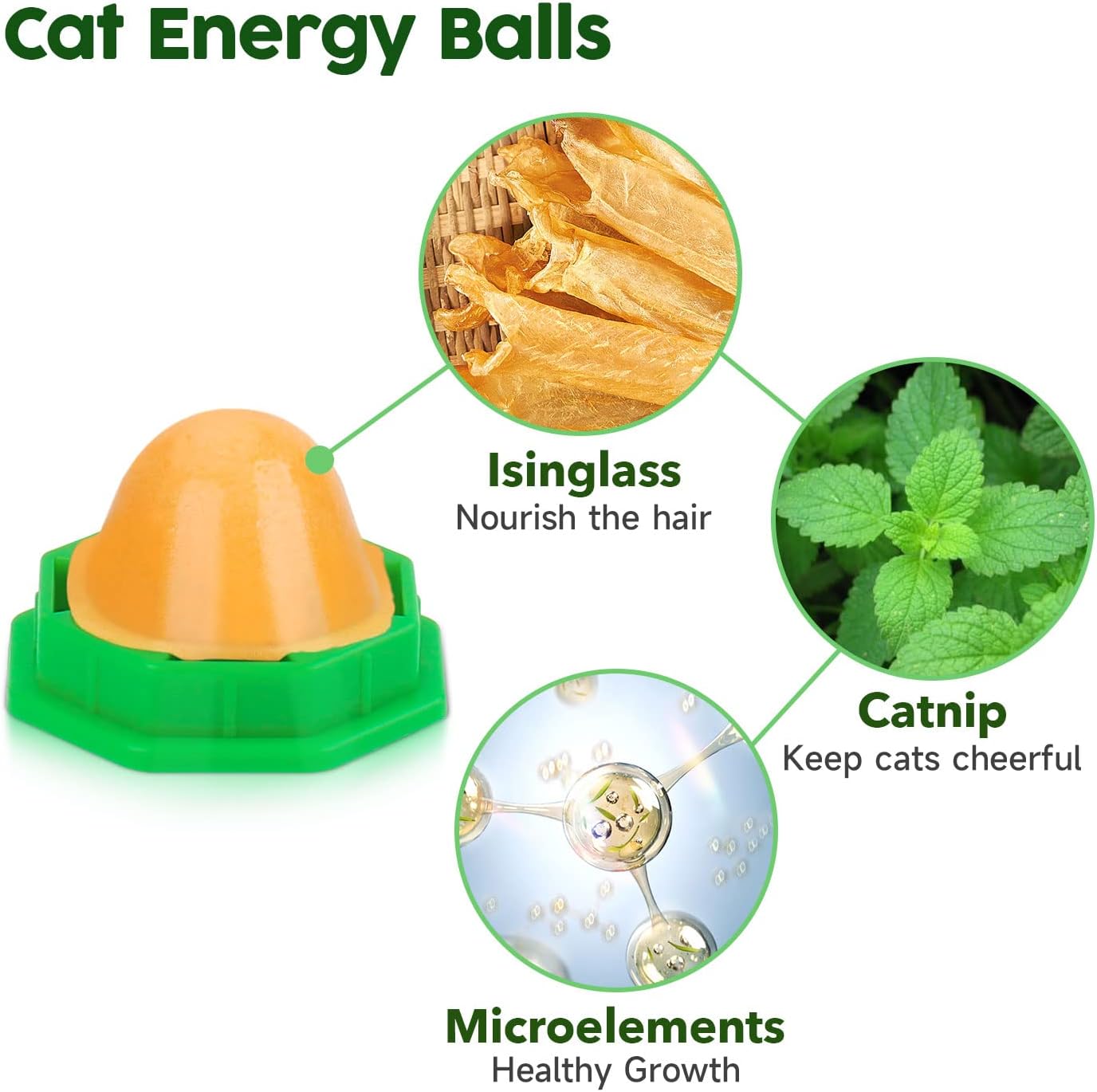 Catnip Toys Balls 4 Pcs, Extra Cat Energy Ball, Edible Kitten Silvervine Toys, Healthy Kitty Teeth Cleaning Dental Chew Toys, Cat Wall Treats Cat Stuf