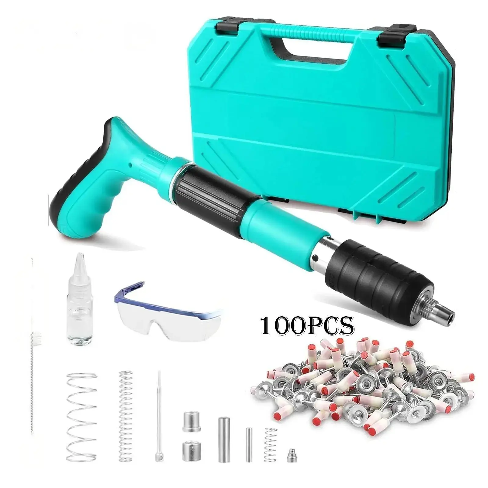 Portable Manual Nail Gun with 5-Level Power Adjustment, Lightweight Handheld Fastening Tool, Round Nails (100 Pcs), Basic Wall Fixture for DIY Woodworking, Home Repair (No Climbing Required), Five-Level Power Adjustment