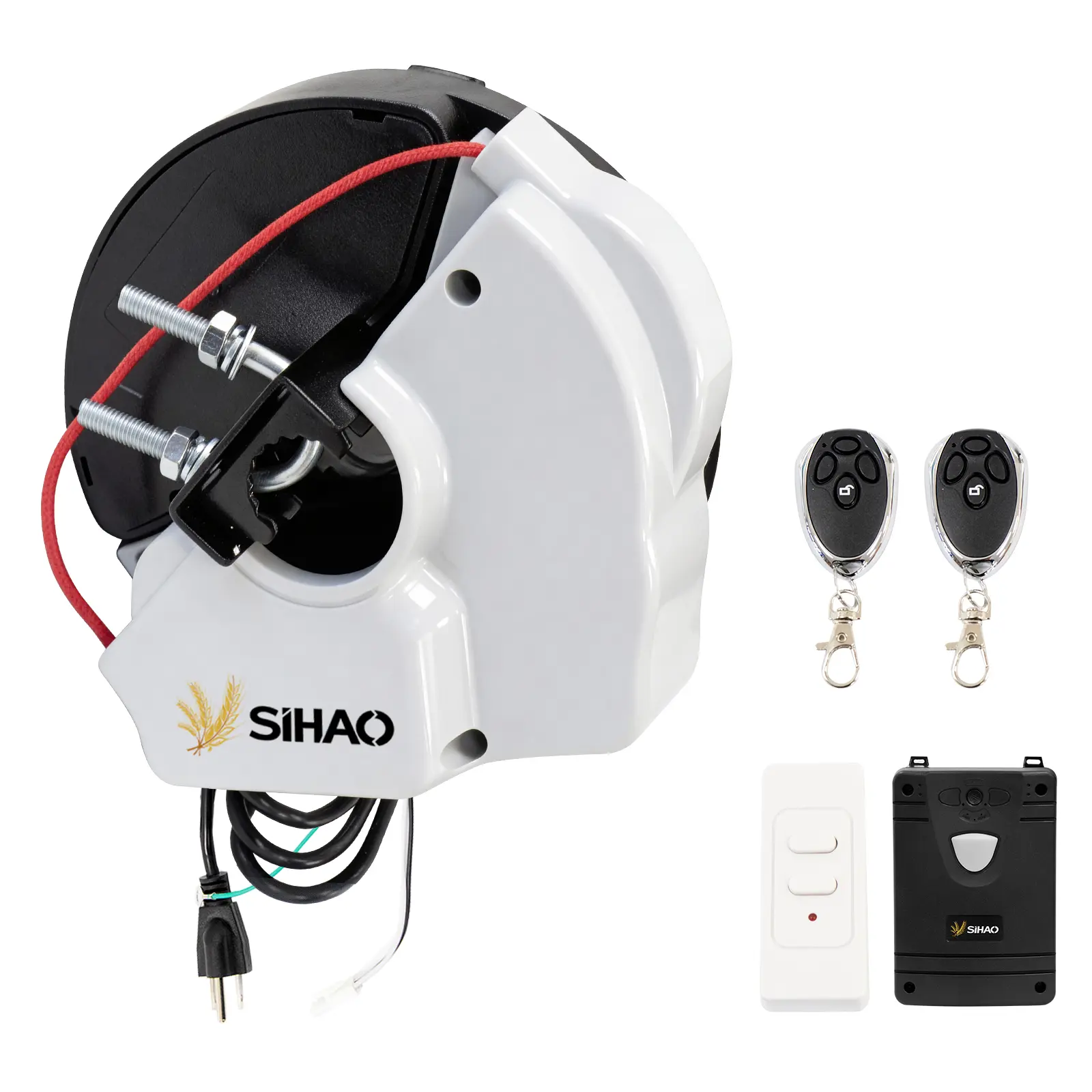 24V DC Permanent Magnet Automatic Roll-Up Door Opener for Shops - 350N Lifting Force, Safety Reverse System, Soft Start/Stop, Manual Release, Control Board, Courtesy Light - Residential Garage Hardware