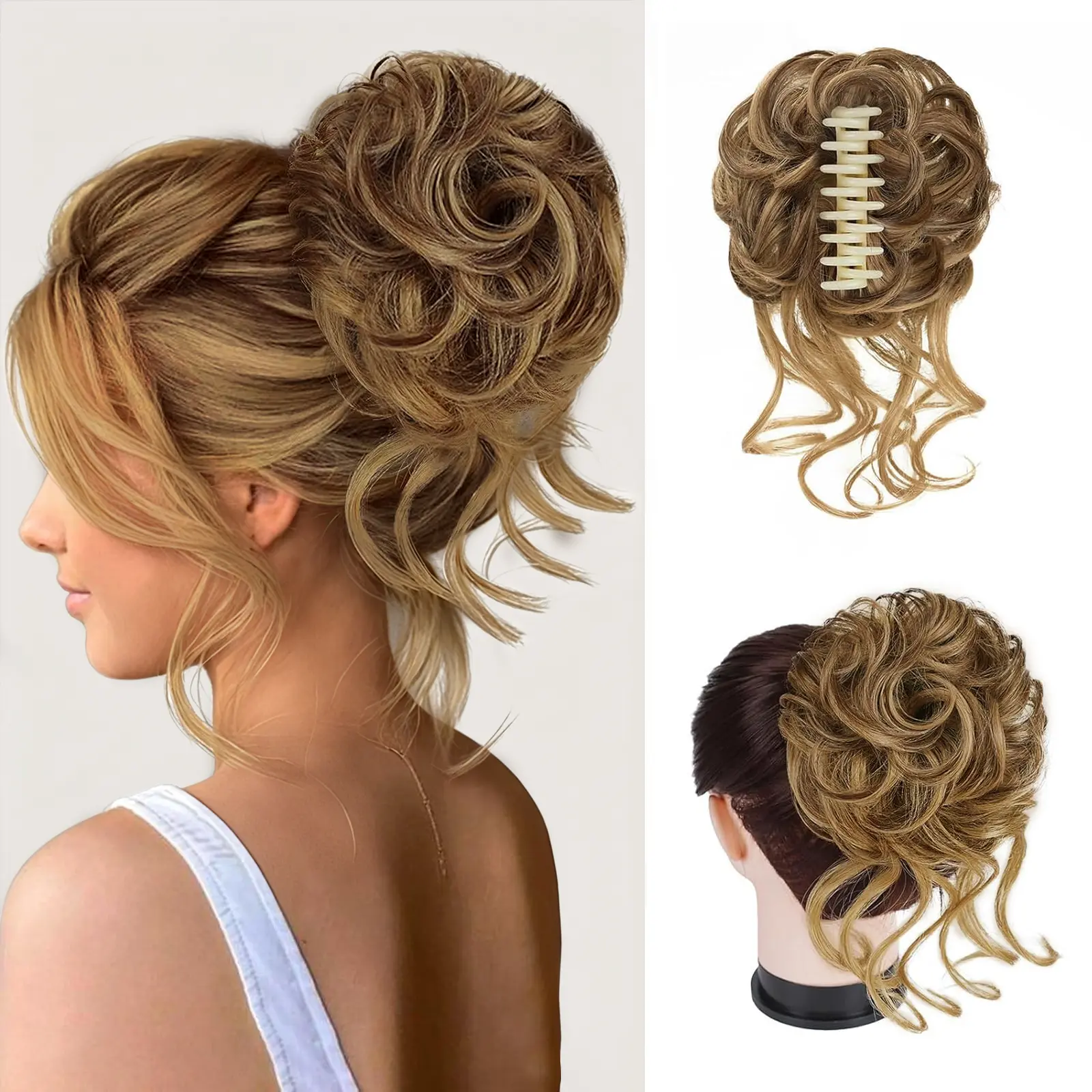 N NAYASA Claw Clip Messy Buns Hair Pieces for Womem Fake Hair Bun Extensions Clip in Ponytail Natural Hair Extensions Hairpieces for Womens