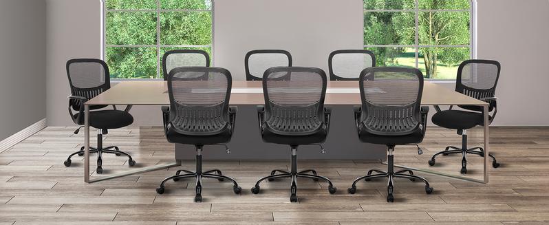 Ergonomic Office Chair, Fixed Mesh Mid Back Computer Chair with Lumbar Support for Home Waiting Area Reception Conference Room