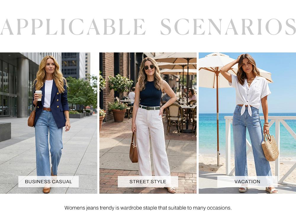 Sidefeel Women's Wide Leg Jeans High Waisted Stretchy Jeans Straight Leg Loose Fit Zimbaplatinum Ankle Denim Pants TikTokShopBlackFriday Formal Summer