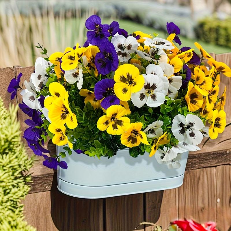 18 Bundles Of 12.56-inch Artificial Tricolor Violet Flowers, Suitable For Outdoor Use, Imitating UV Resistant Tricolor Violet Flowers, Suitable For Outdoor Flower Pots, Front Doors, Porches, Courtyards, Terraces, Windowsills, And Home Decoration