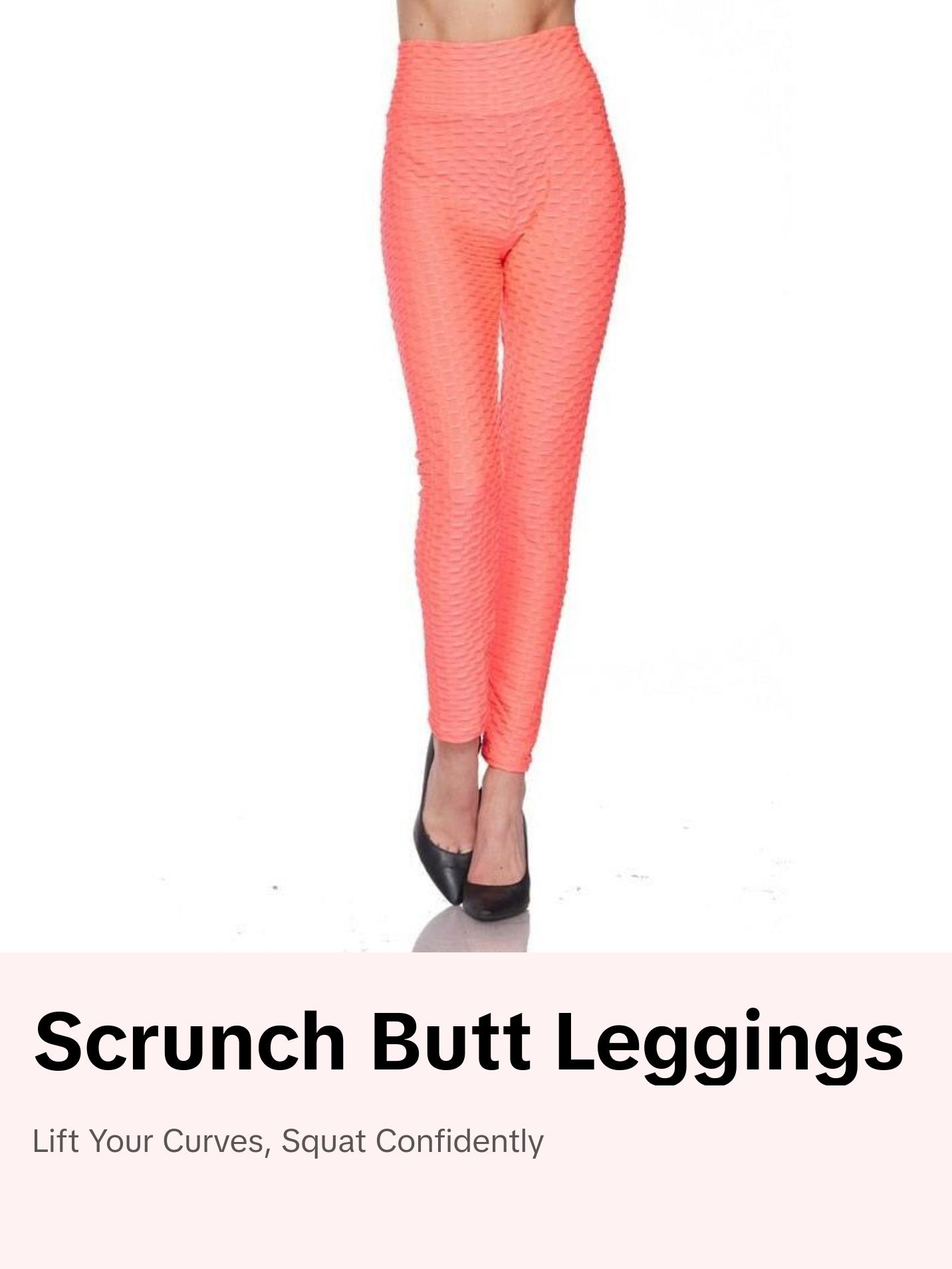Kylie Scrunch Butt Anti Cellulite Honeycomb Texture Leggings Neon Coral