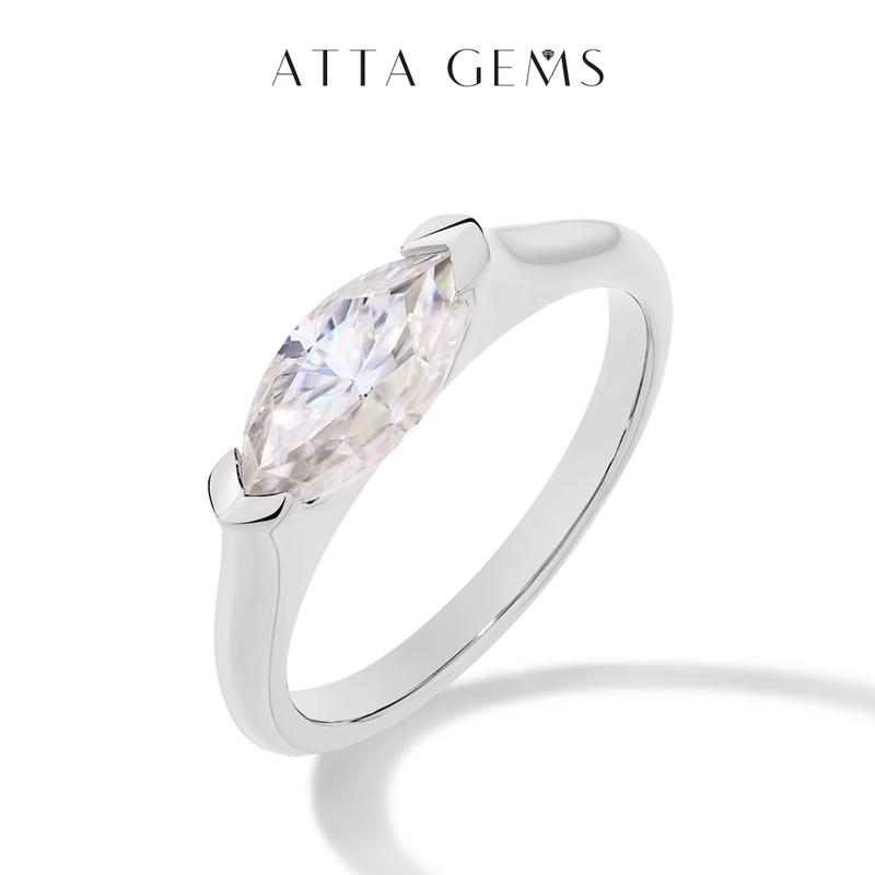 1CT Marquise Shape Synthetic Moissanite Ring 925 Sterling Silver Rings Daily Wear Birthday Present Fine Jewelry R135