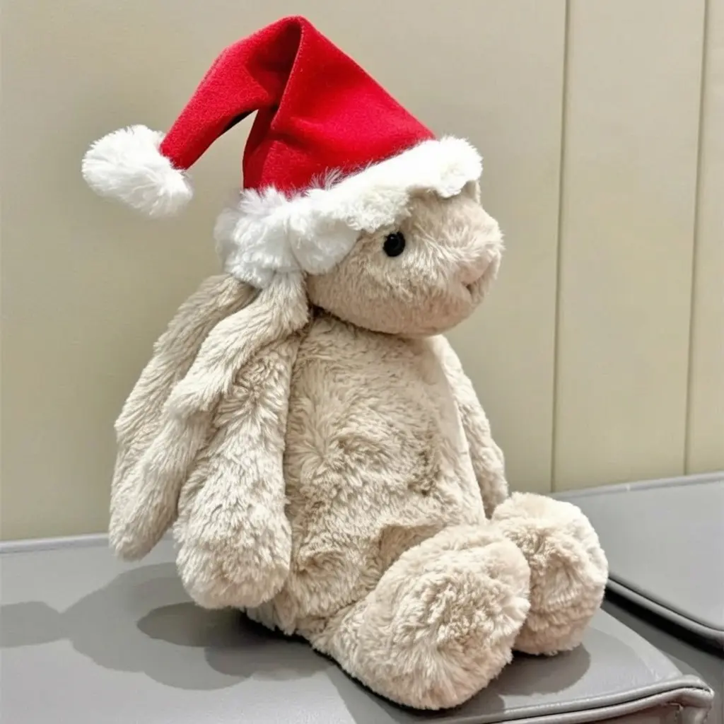 Jellycat Bashful Bunny Christmas Plush Soft Bunny Stuffed Animal Christmas Bunny Plush Holiday Gift Xmas Decor Cute Cuddly Toy