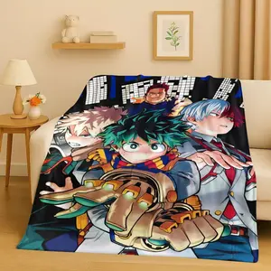 Aura Blankets HD Anime My Hero Academia Bakugou Deku Cartoon Flannel Blanket,Ultra Soft Warm Plush Throw for Home Bedroom Bed Sofa Cover Kids  Superb Christmas blanket gift